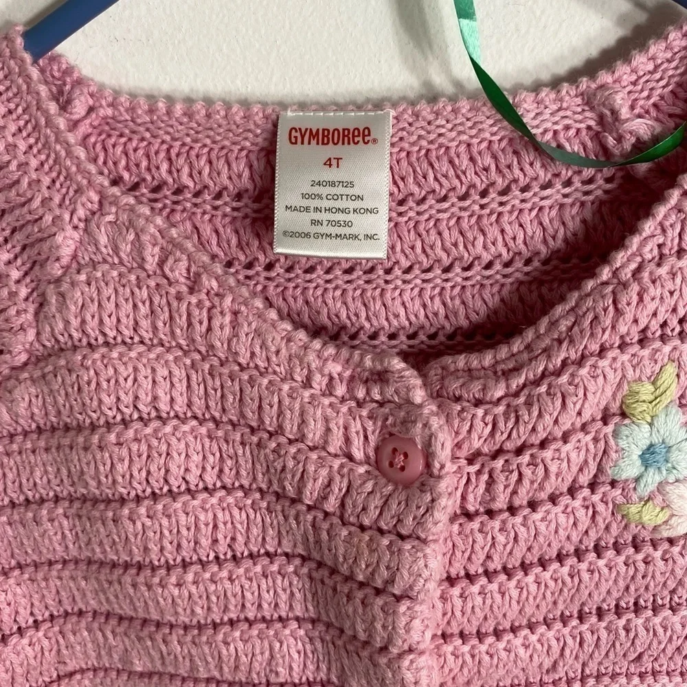 Gymboree Knit Cardigan Poncho Embroidered Flower 4T Girls Toddler Pink